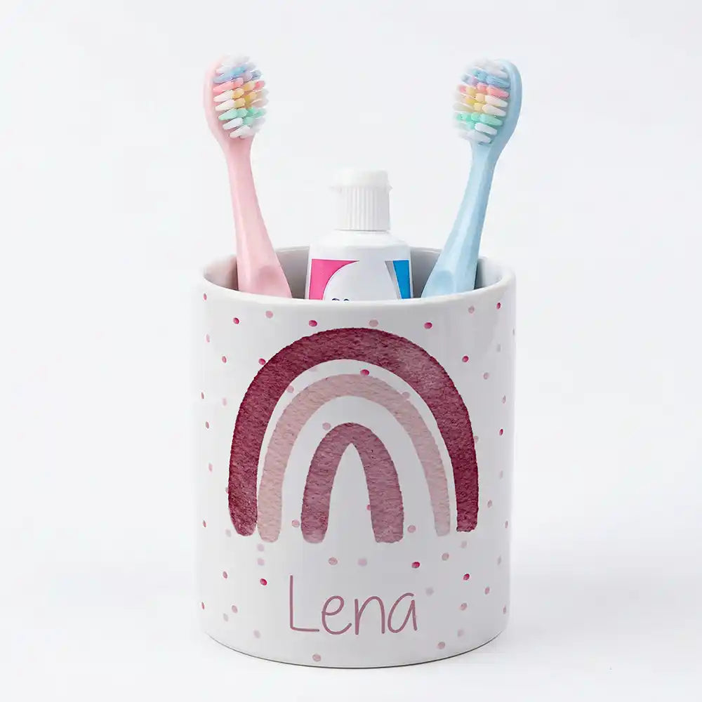 Kidsmood - Familienbetrieb aus Hamburg - Personalisierter Stiftehalter Regenbogen Rosa