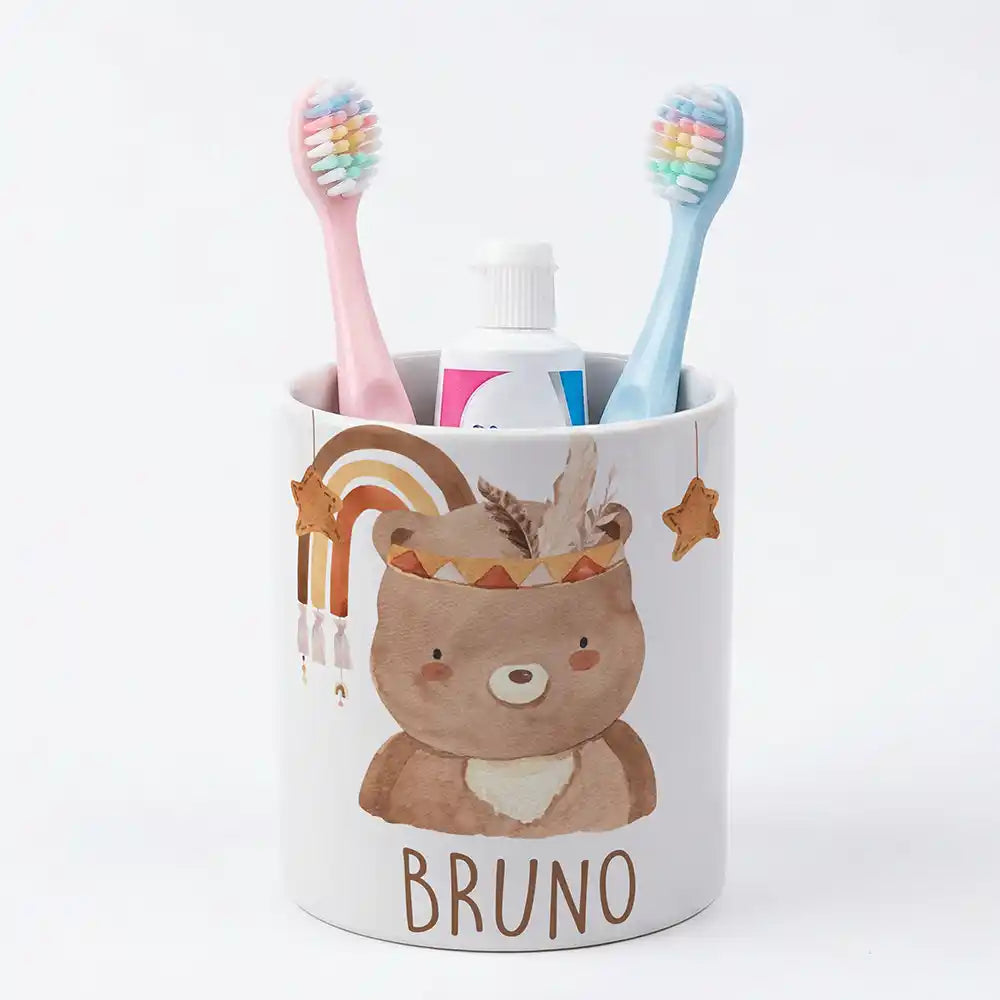 Kidsmood - Familienbetrieb aus Hamburg - Personalisierter Stiftehalter Boho-BĂ€r
