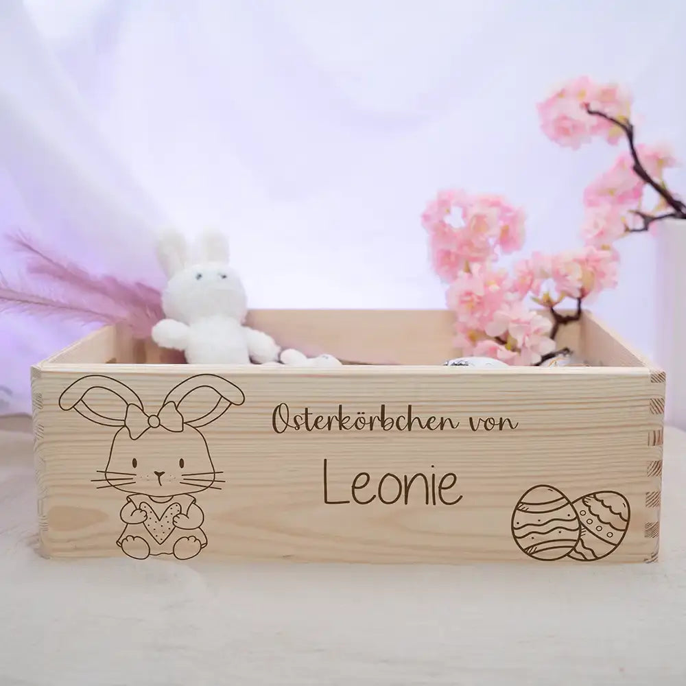 Osterkiste Holz personalisiert - Hasenmädchen