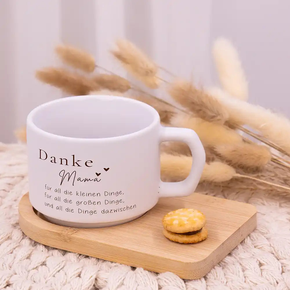 Personalisierte Kaffeetasse Mama Danke Mama – kleine und große Dinge – Keramik & Bambus