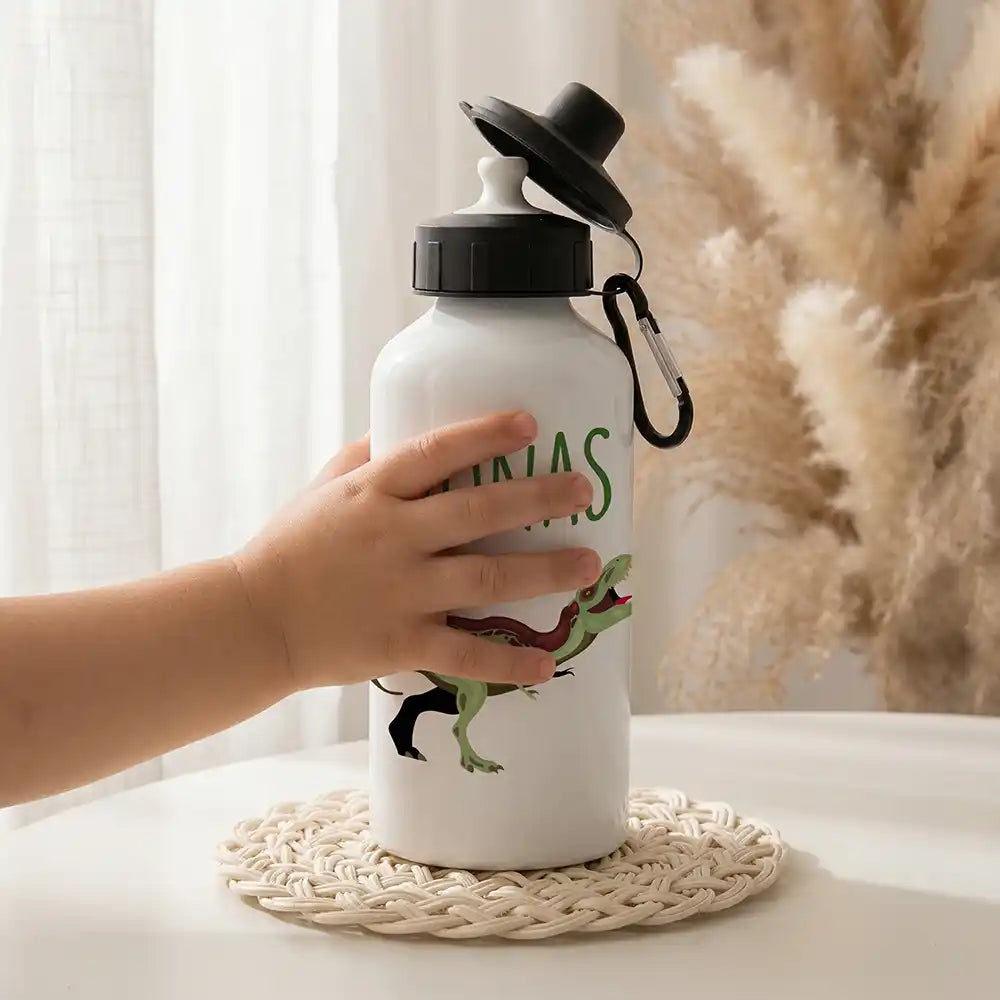 Personalisierte Trinkflasche Kinder Dino T-Rex – Mundstück & Schraubverschluss Detail