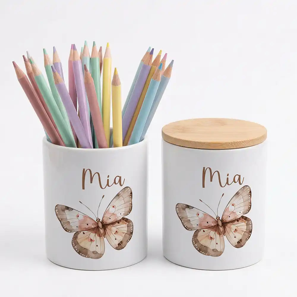 Personalisierte Keksdose Schmetterling - Geschenk zur Taufe, Geburt, Einschulung