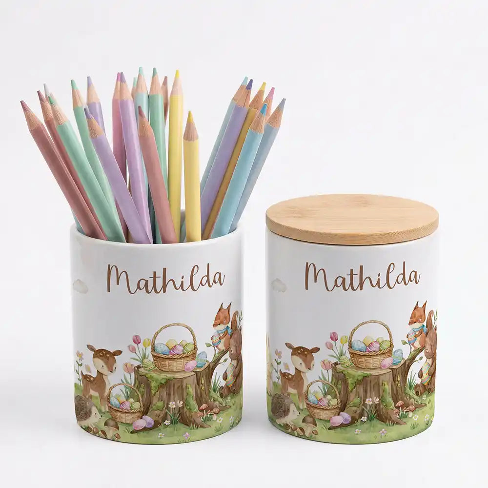 Personalisierte Keksdose Ostern Rehkitz - Geschenk zur Taufe, Geburt, Einschulung