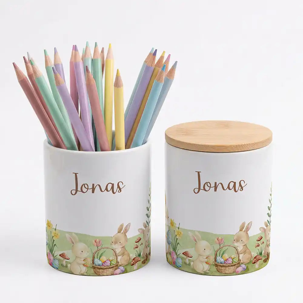 Personalisierte Keksdose Ostern Hasen - Geschenk zur Taufe, Geburt, Einschulung
