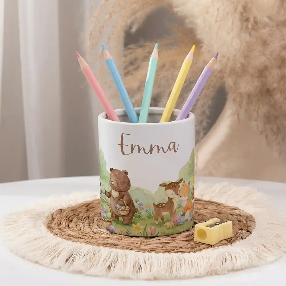Personalisierter Stiftehalter Ostern BĂ€renfamilie - personalisiert mit Wunschname