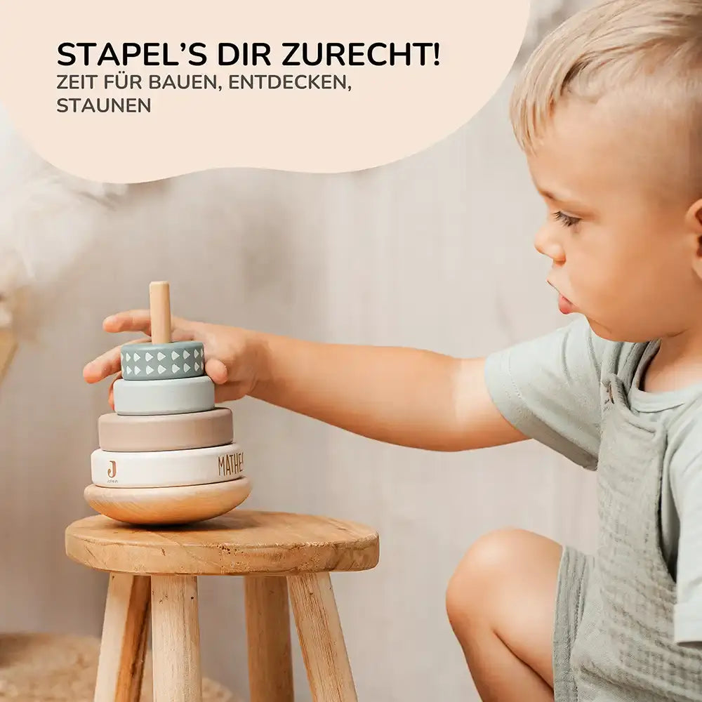 Jollein Holzstapelturm Regenbogen personalisiert mit Namen