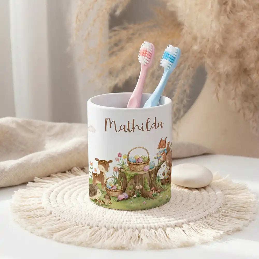 Personalisierter Stiftehalter Ostern Rehkitz - Ordnung am Kinderschreibtisch