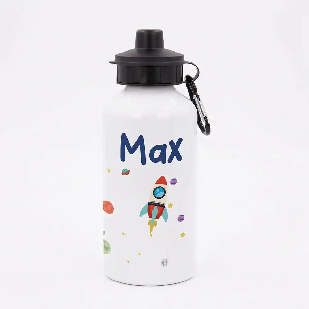 Personalisierte Trinkflasche Kinder Rakete Weltall – Geschenk zur Einschulung