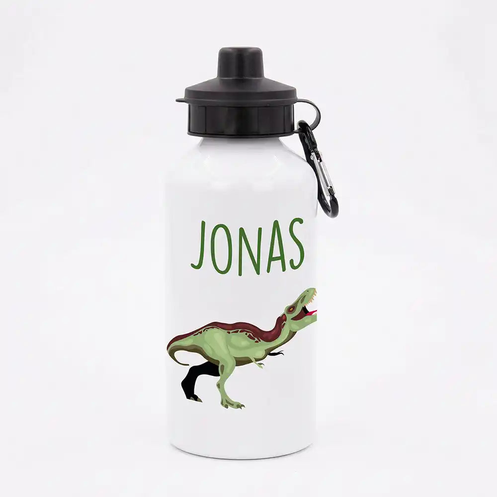 Personalisierte Trinkflasche Kinder Dino T-Rex – Geschenk zur Einschulung