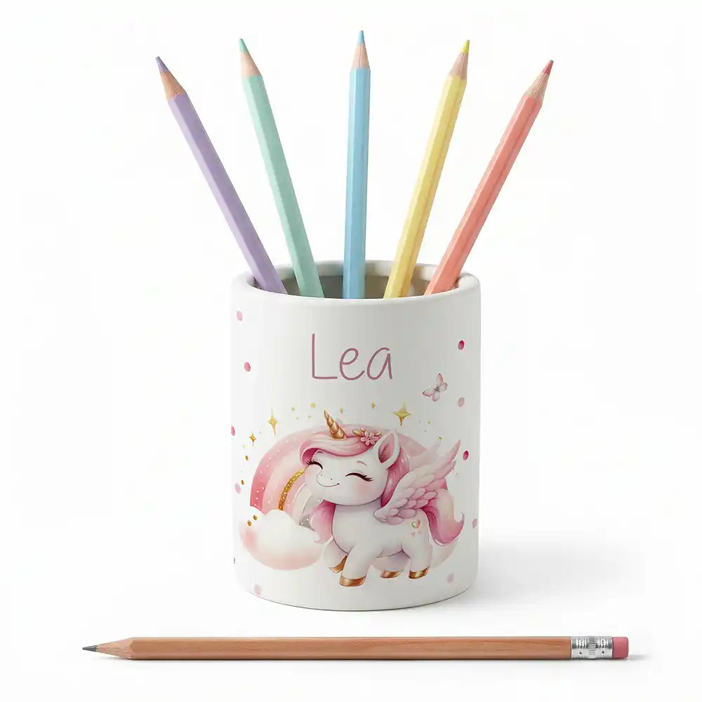 Zahnbürstenhalter Einhorn Flügel - Keramik für das Kinderbad