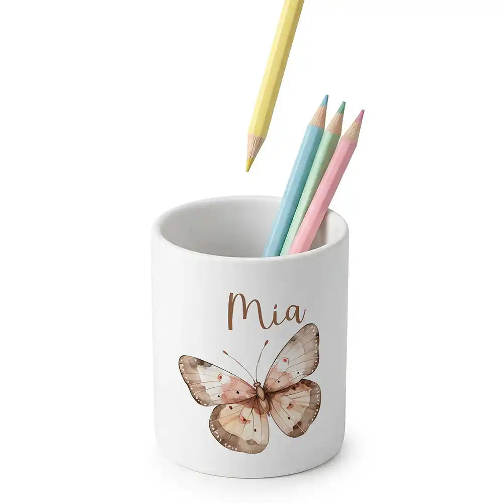 Zahnbürstenhalter Kinder Schmetterling - mit Namen aus Keramik