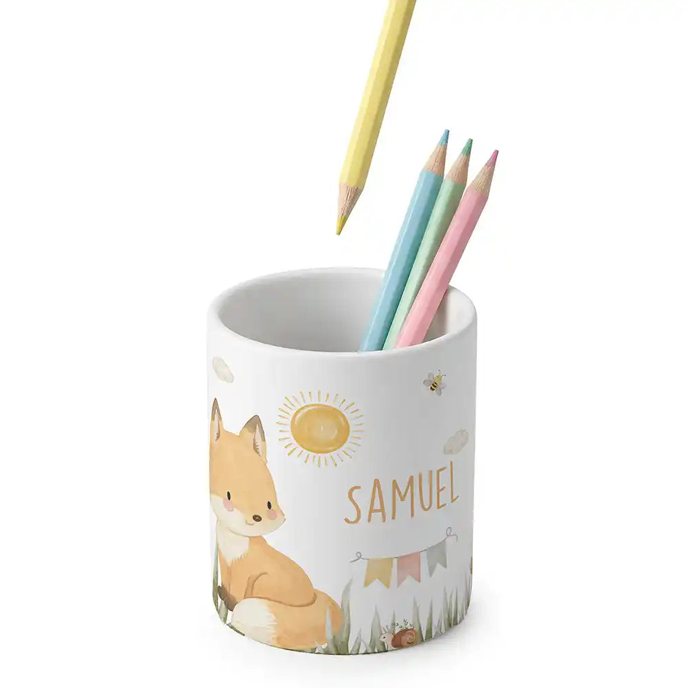Zahnbürstenhalter Kinder Fuchs Sommer - mit Namen aus Keramik