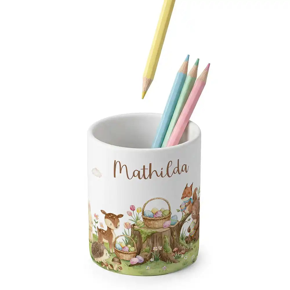 ZahnbĂŒrstenhalter Kinder Ostern Rehkitz - mit Namen aus Keramik