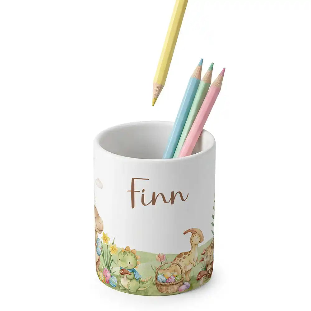 ZahnbĂŒrstenhalter Kinder Dinos Ostern - mit Namen aus Keramik