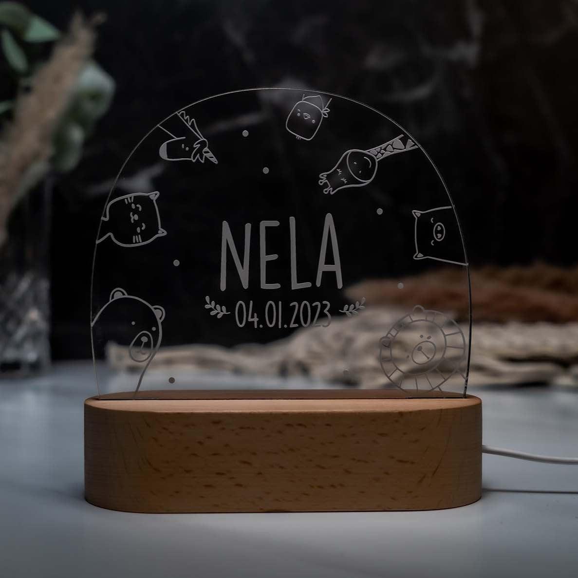 Personalisierte Nachtlampe Animals - kidsmuod.com