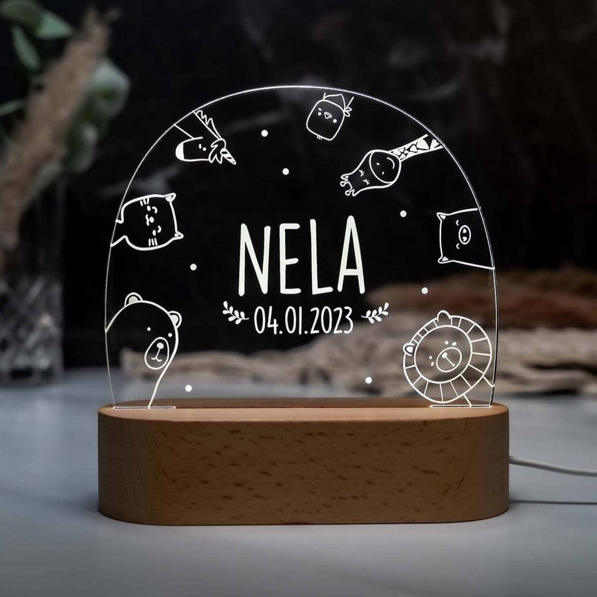 Personalisierte Nachtlampe Animals - kidsmuod.com