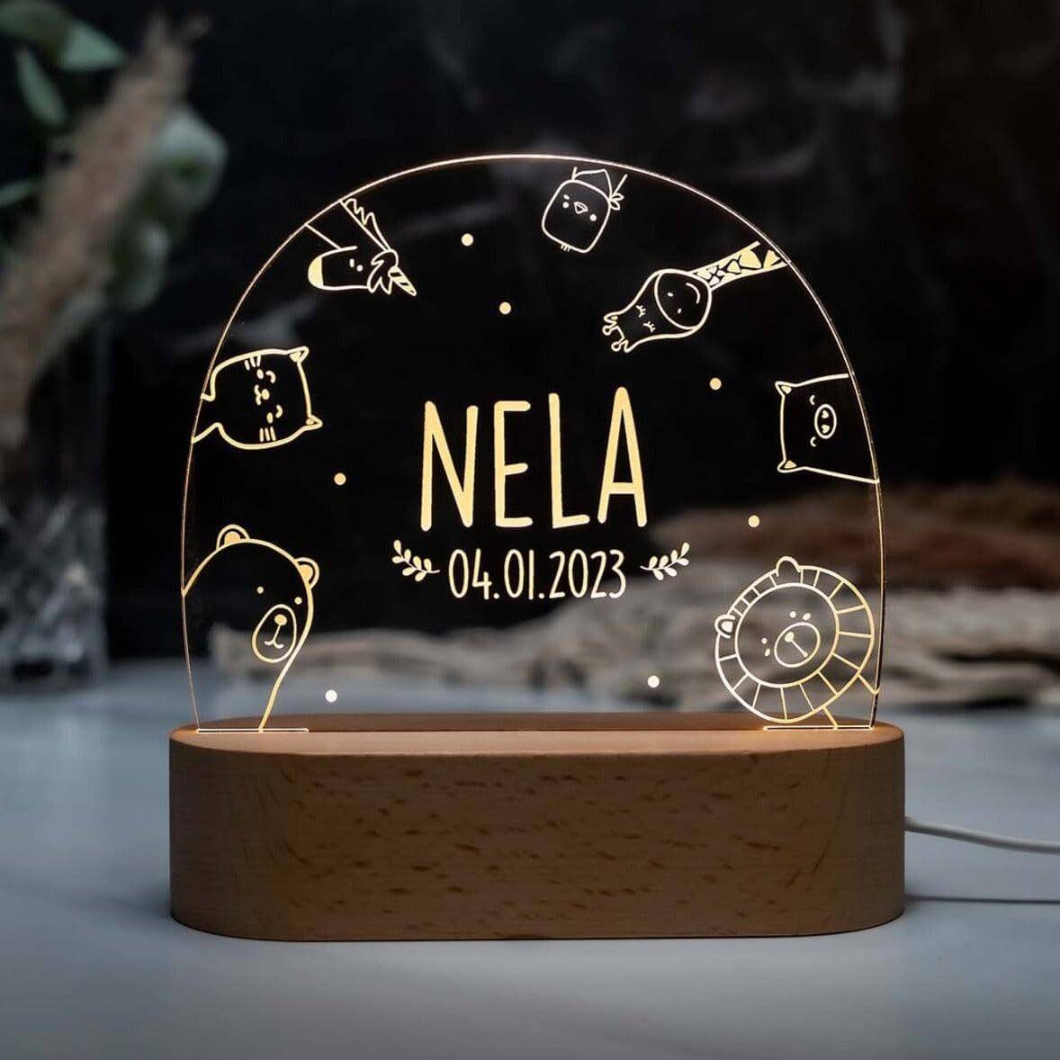 Personalisierte Nachtlampe Animals - kidsmuod.com