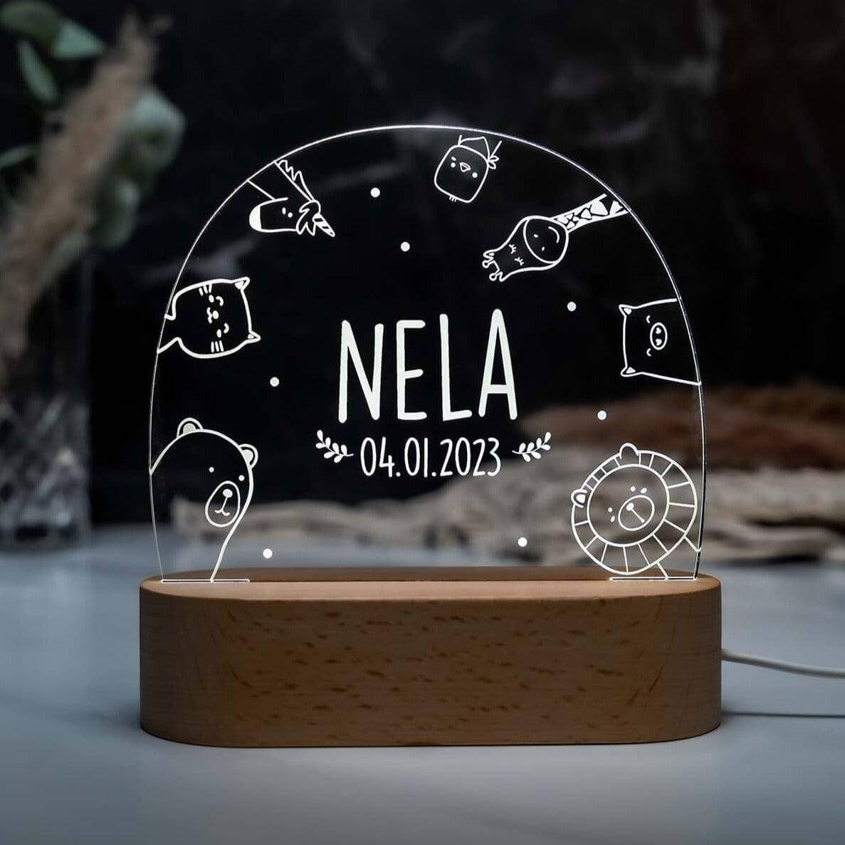 Personalisierte Nachtlampe Animals - kidsmuod.com