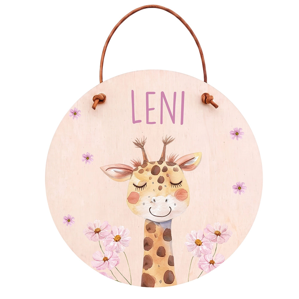 Türschild Kinderzimmer personalisiert mit Name Giraffe