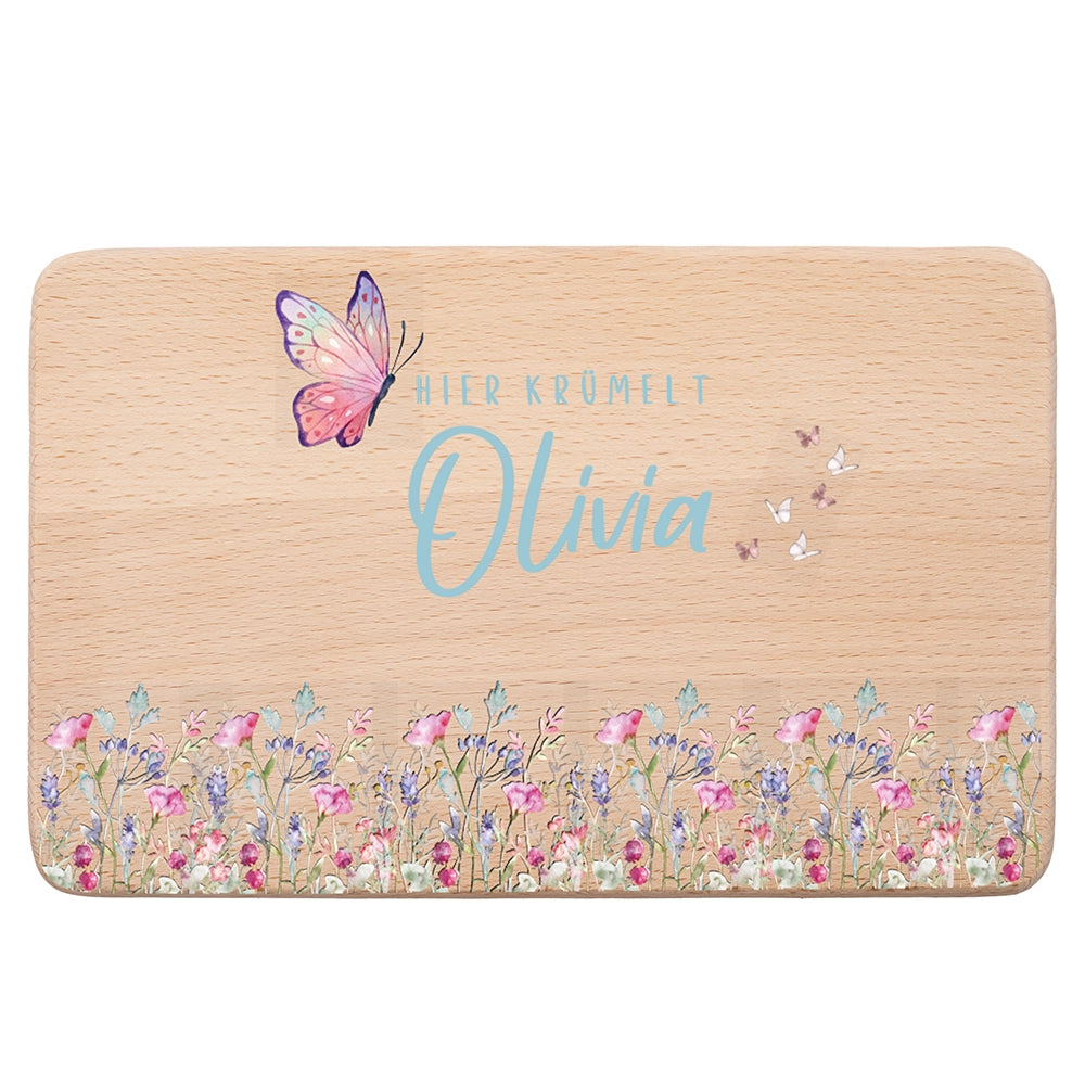 Frühstücksbrettchen Holz personalisiert - Blumenpark