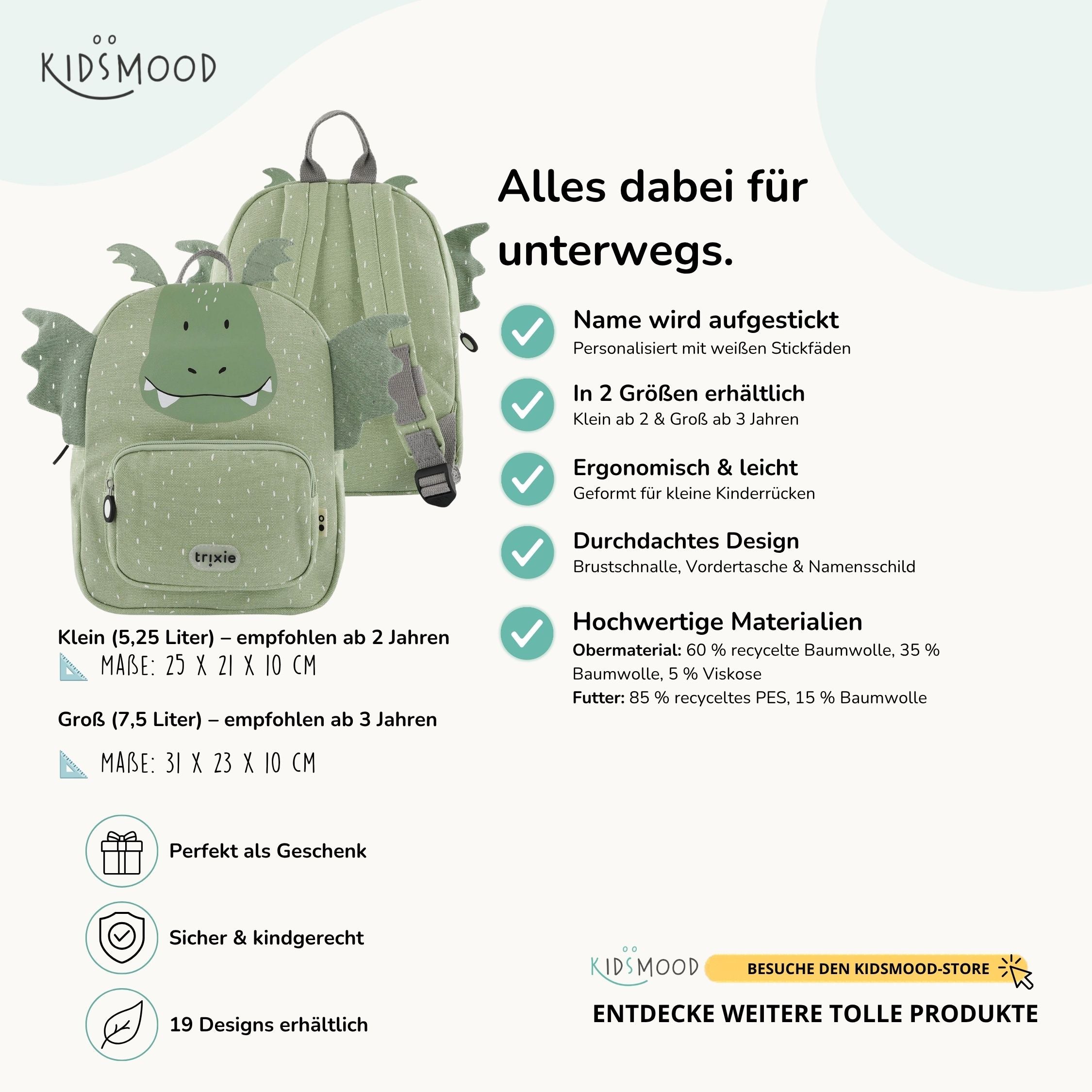 Trixie Kindergartenrucksack personalisiert Drache