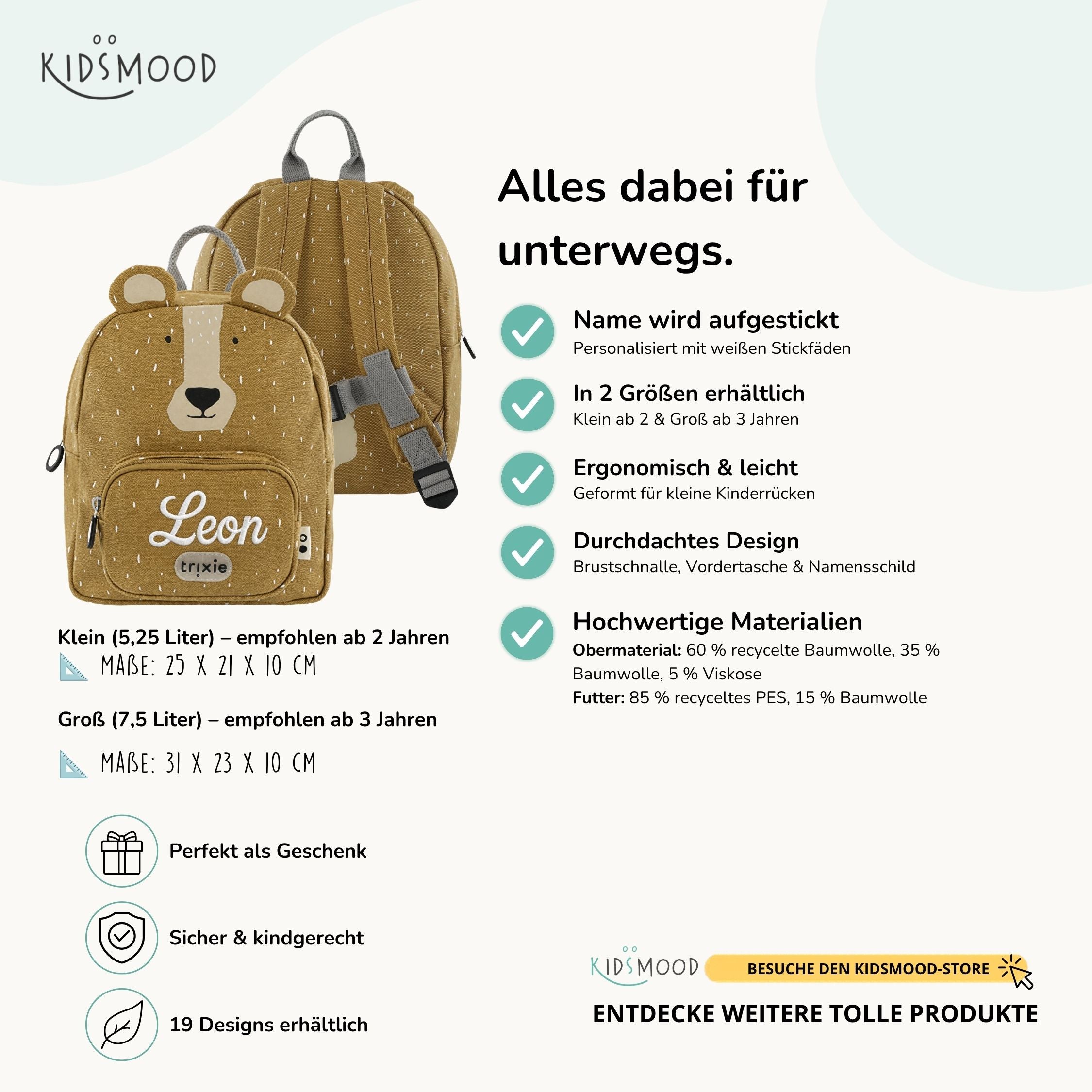Trixie Kindergartenrucksack personalisiert Bär