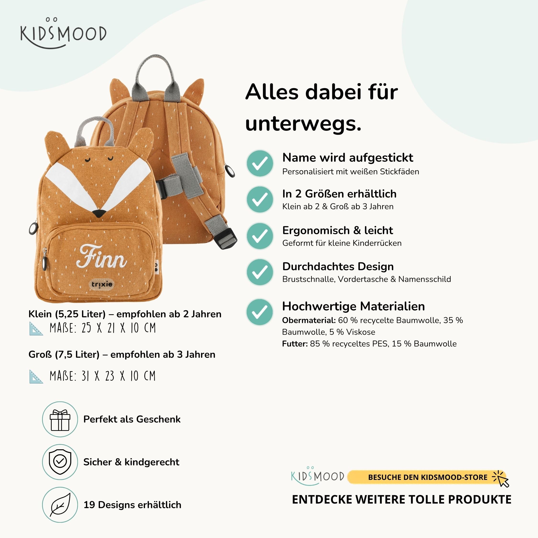 Trixie Kindergartenrucksack personalisiert Fuchs