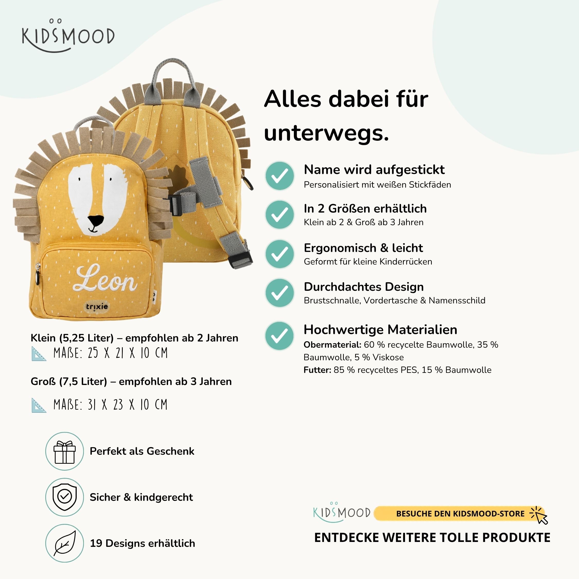 Trixie Kindergartenrucksack personalisiert Löwe