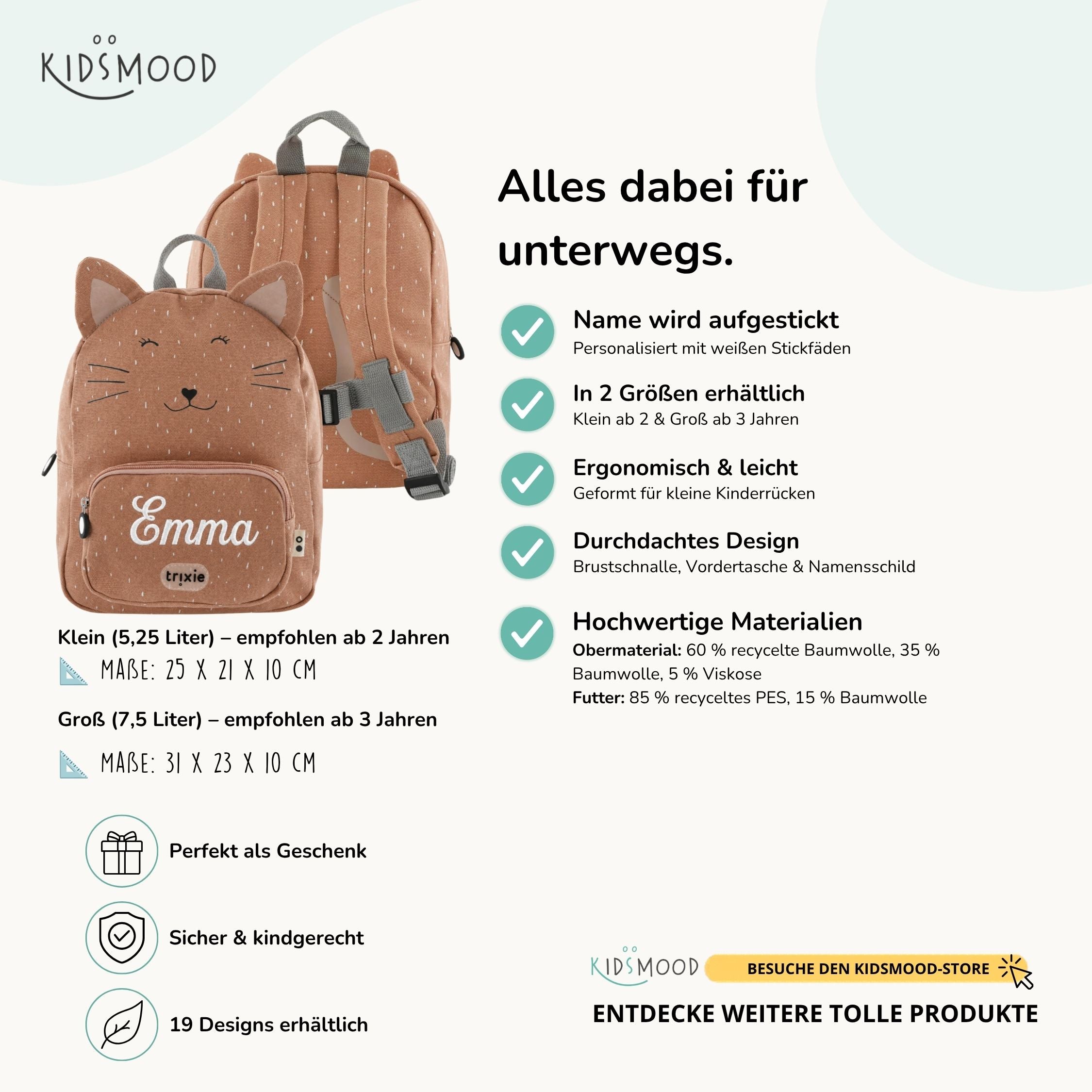 Trixie Kindergartenrucksack personalisiert Katze