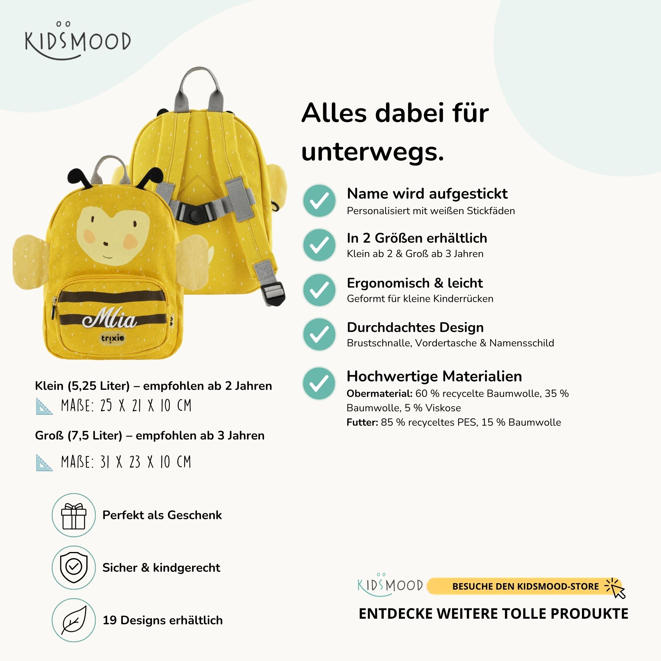 Trixie Kindergartenrucksack personalisiert Biene