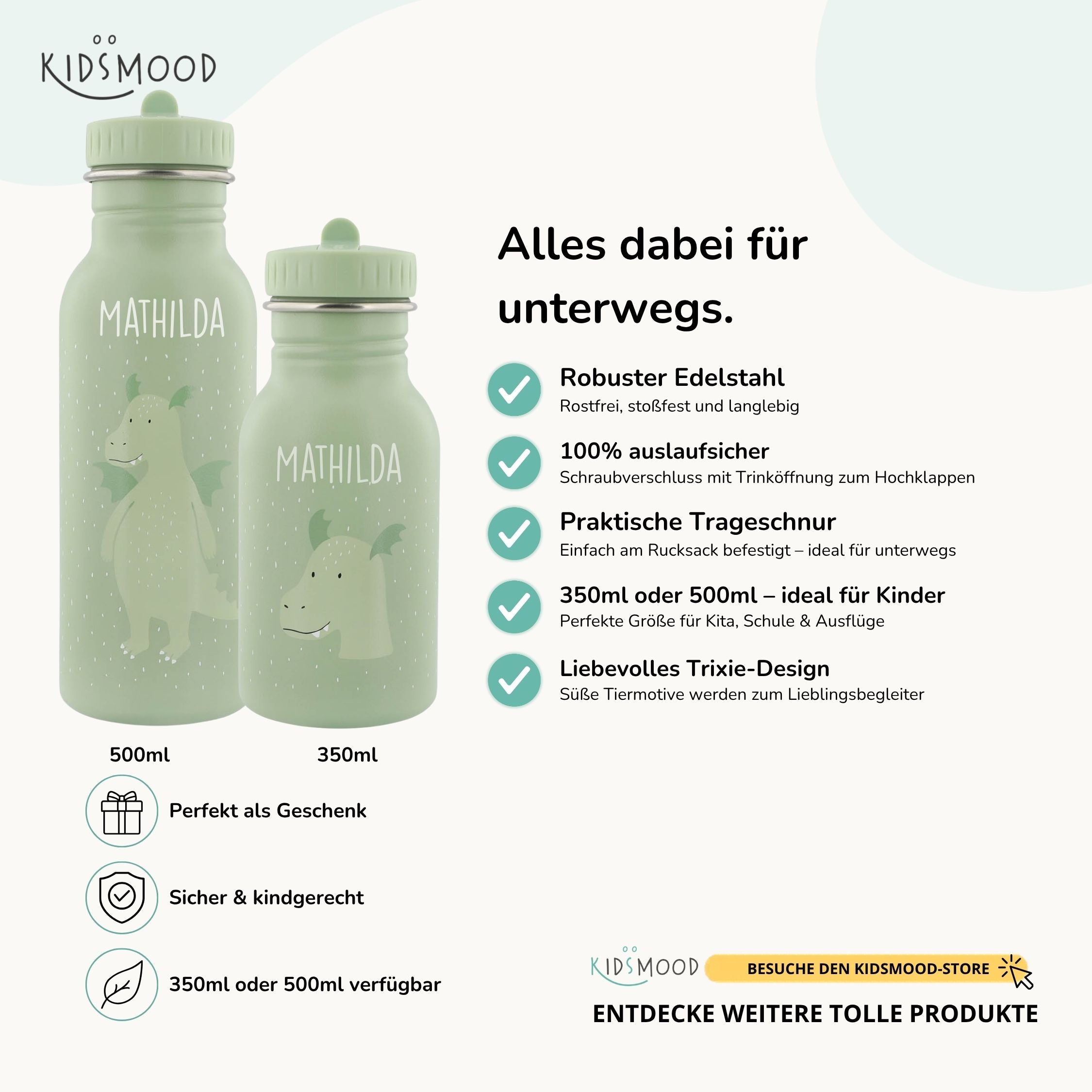 Trixie Trinkflasche Kinder personalisiert Drache