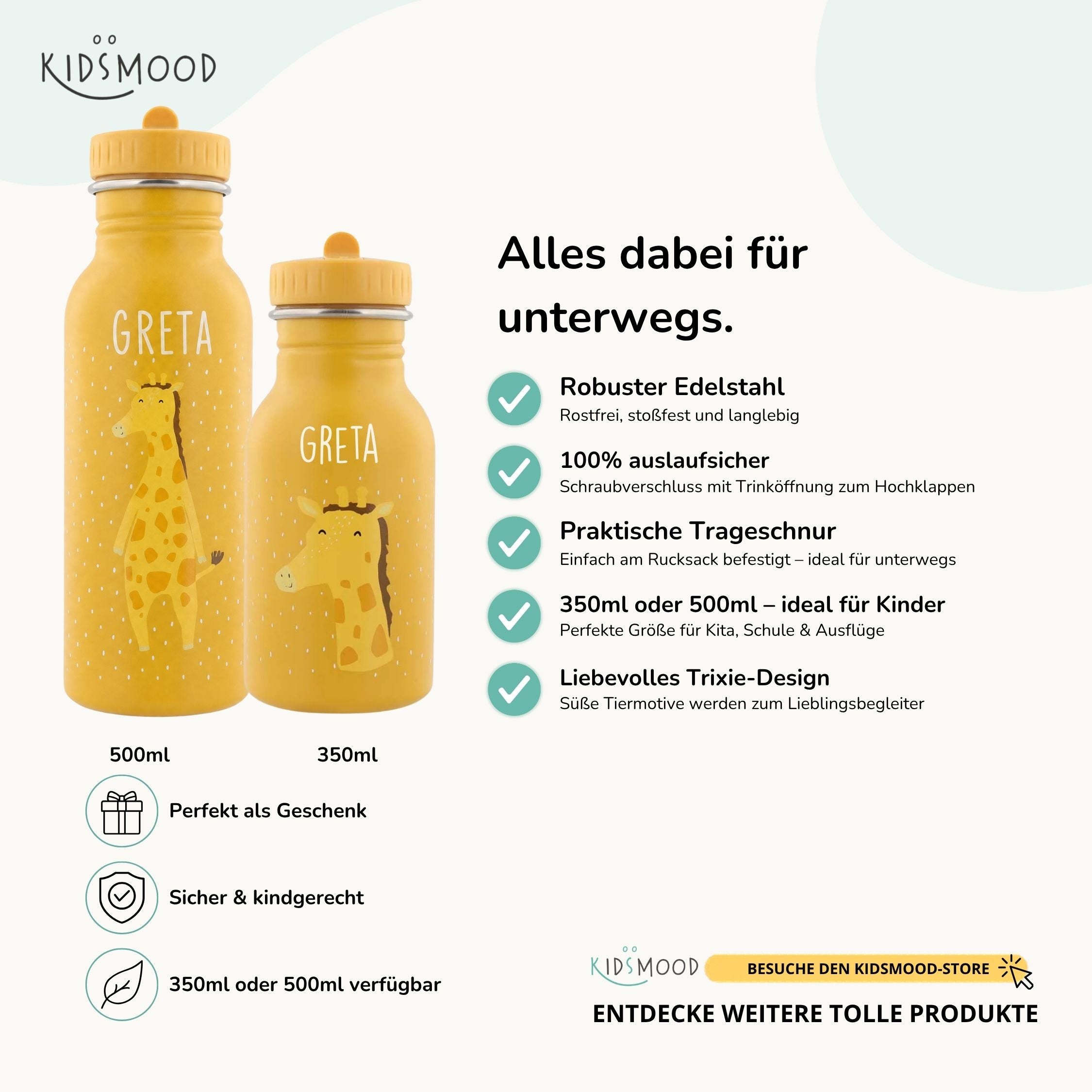 Trixie Trinkflasche Kinder personalisiert Giraffe