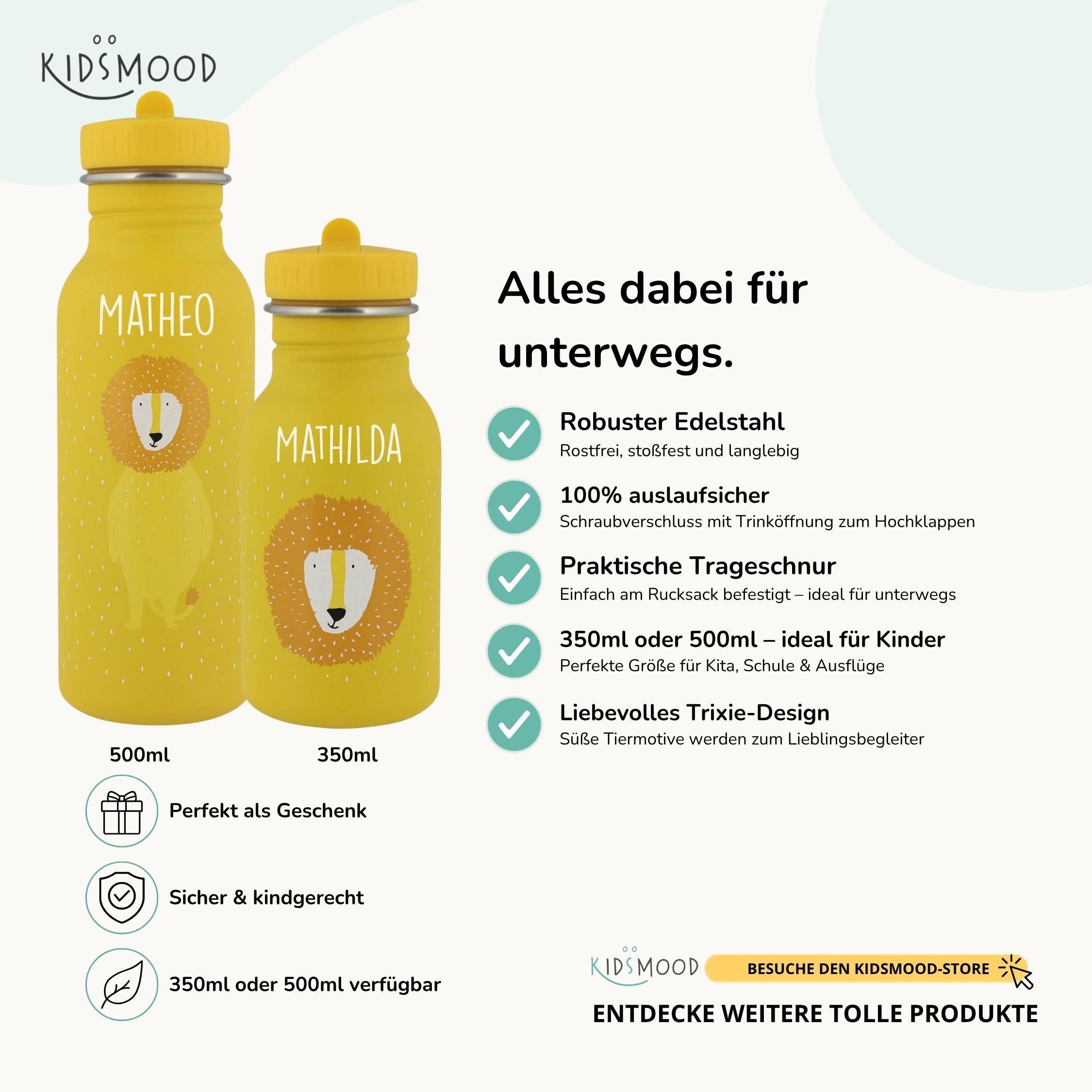 Trixie Trinkflasche Kinder personalisiert Löwe