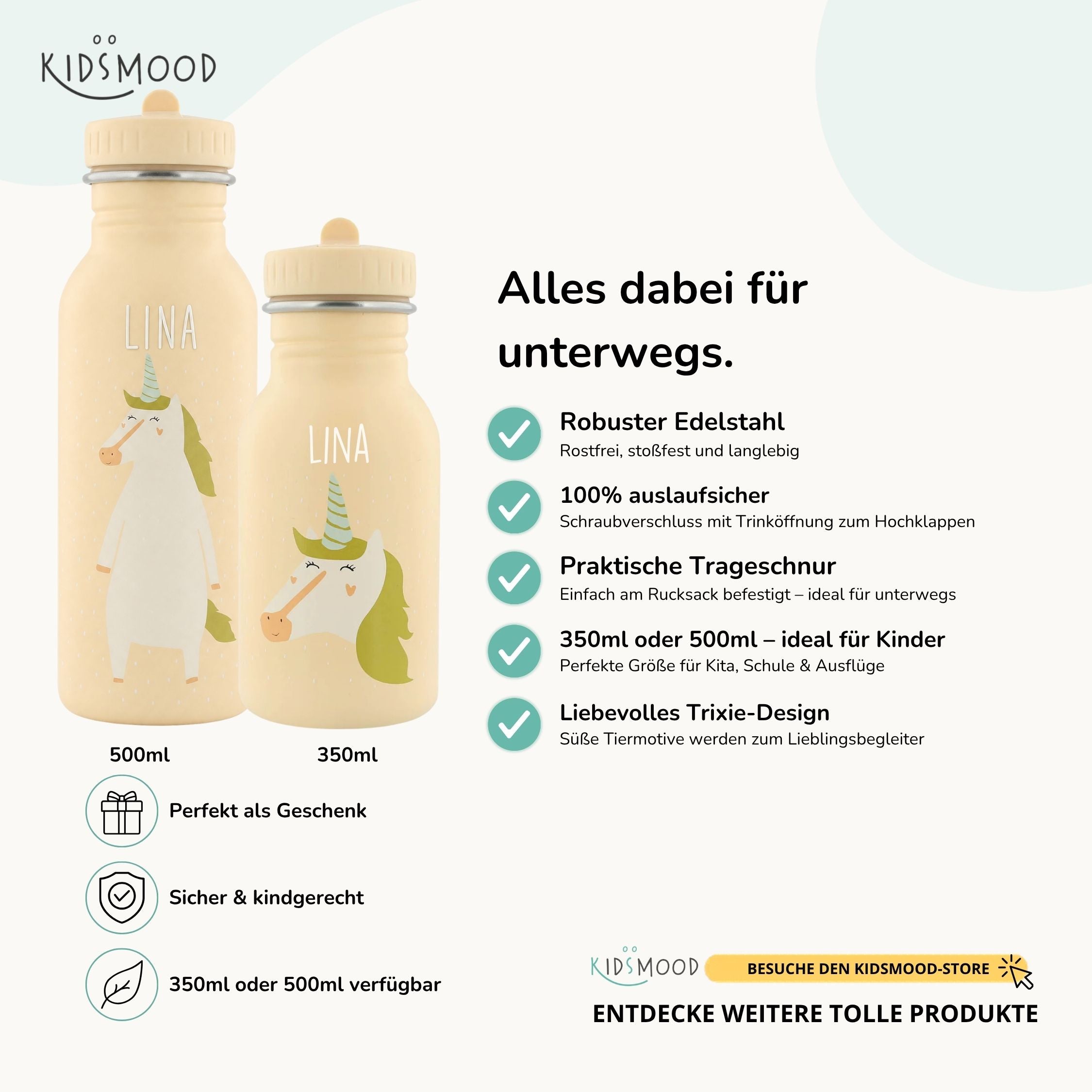 Trixie Trinkflasche Kinder personalisiert Einhorn