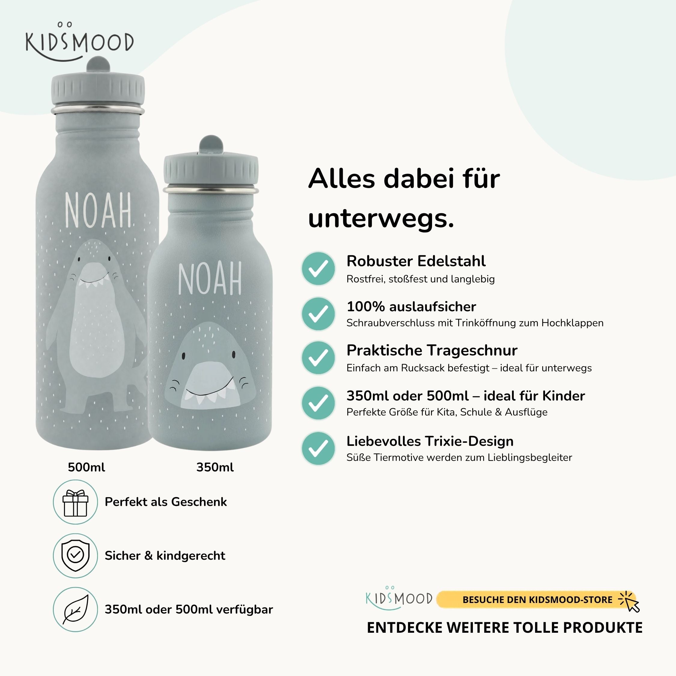 Trixie Trinkflasche Kinder personalisiert Hai