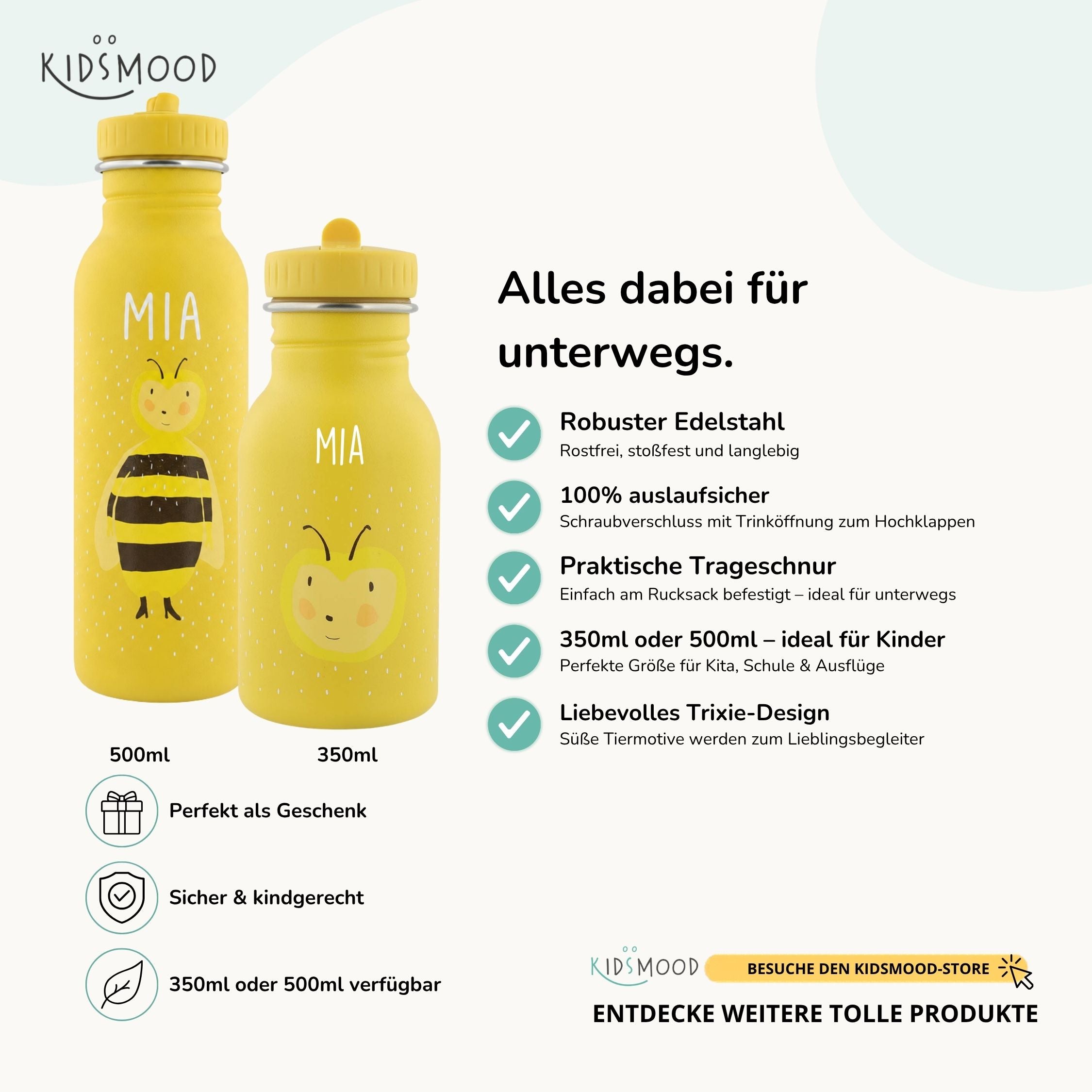 Trixie Trinkflasche Kinder personalisiert Biene