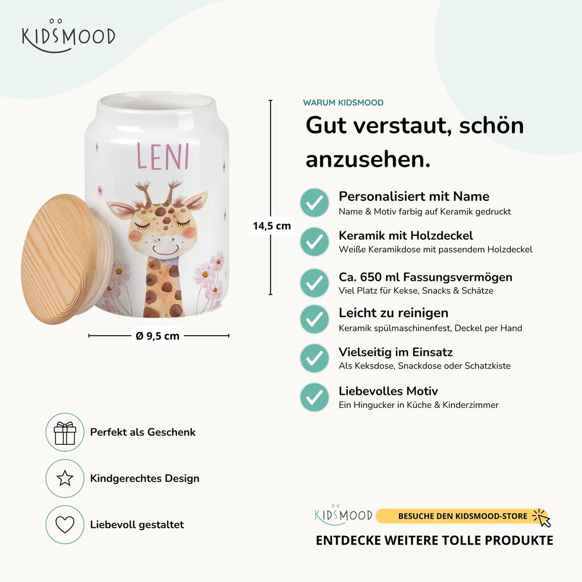 Personalisierbare Keksdose mit Name - Giraffe