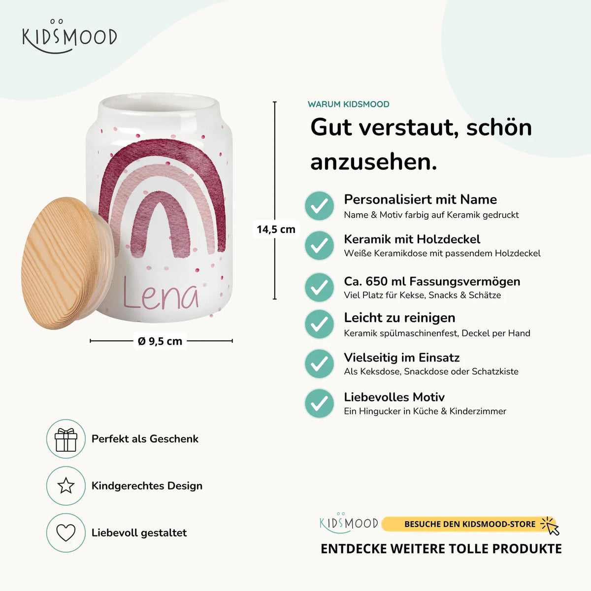Personalisierbare Keksdose mit Name - - Regenbogen