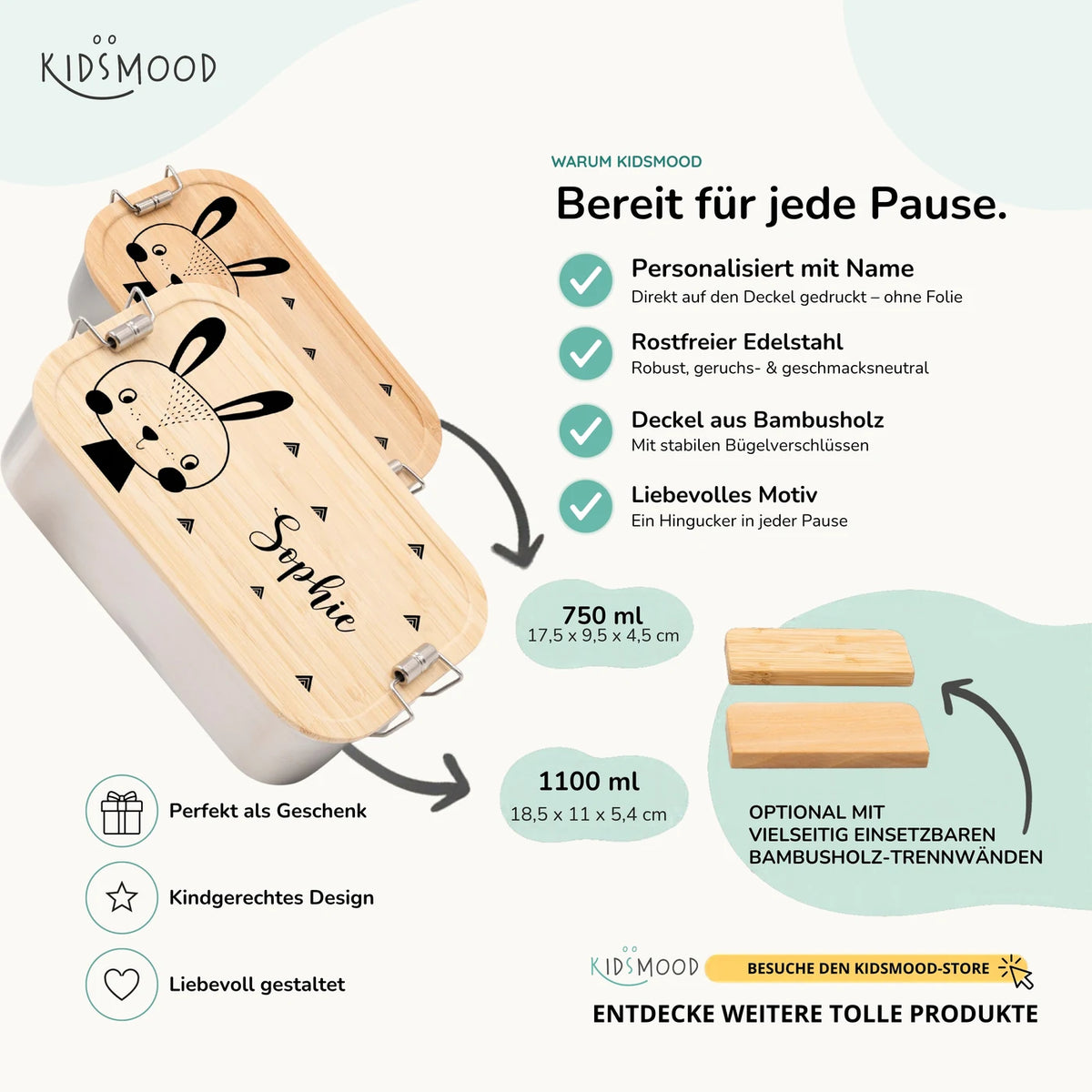 Brotdose personalisiert Hase