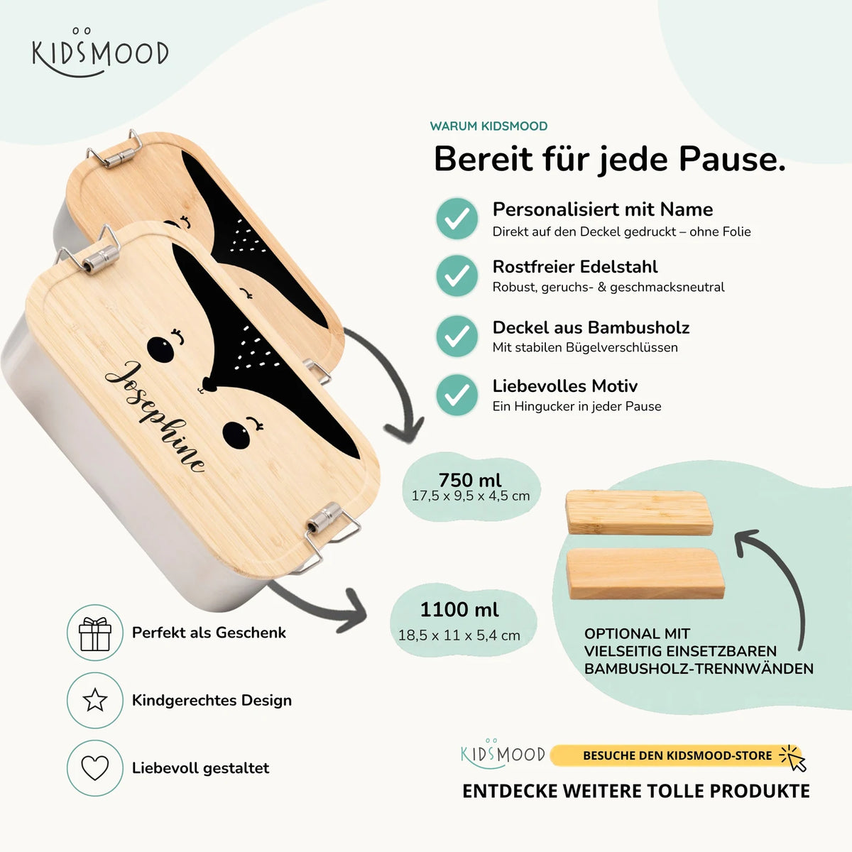 Brotdose personalisiert Fuchsgesicht