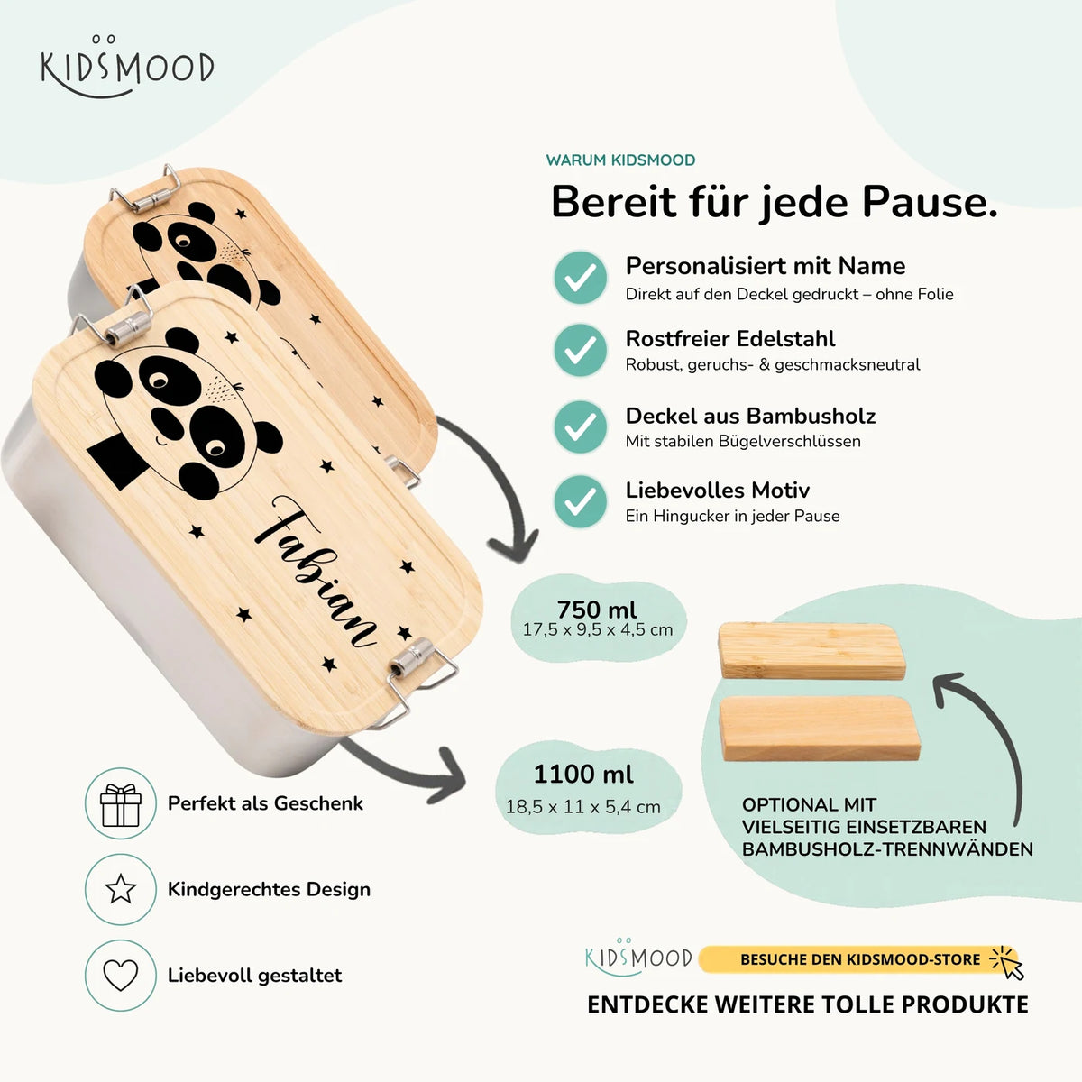 Brotdose personalisiert Panda