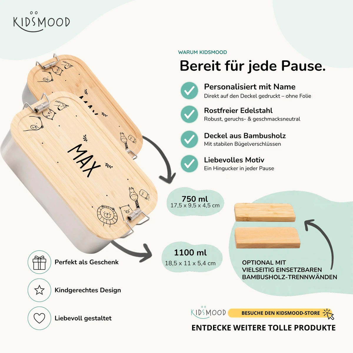 Brotdose Kinder personalisiert - Animal Family
