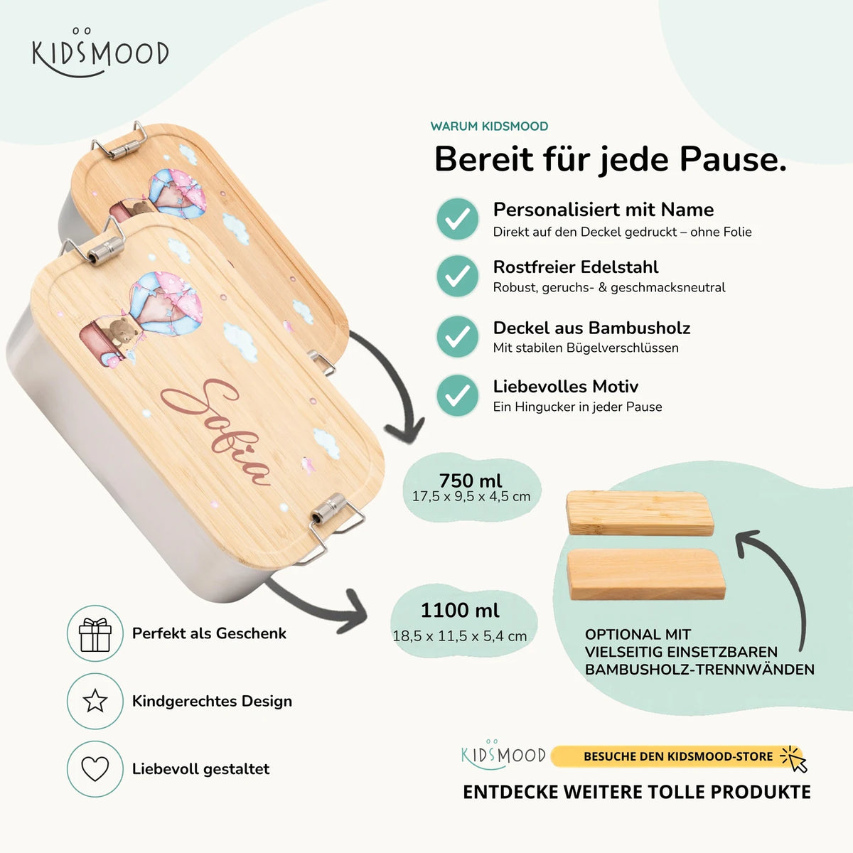 Brotdose Kinder personalisiert - Ballon Bär