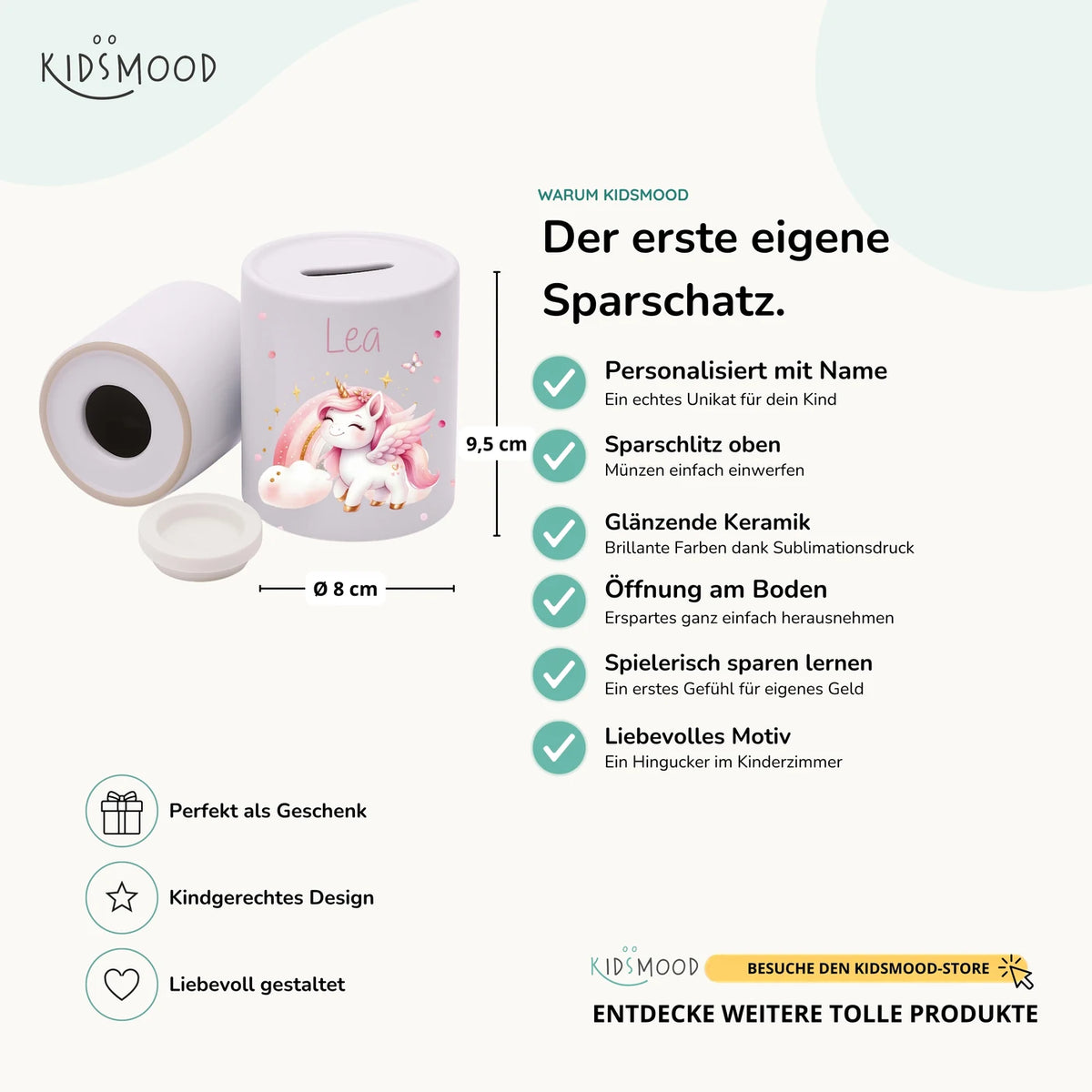 Spardose Kinder aus Keramik - Einhorn