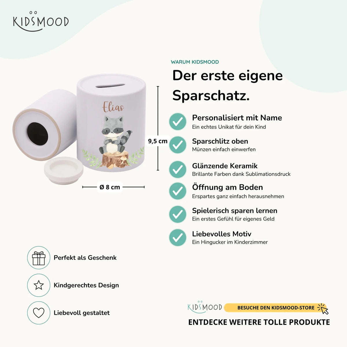 Spardose Kinder aus Keramik - Waschbär