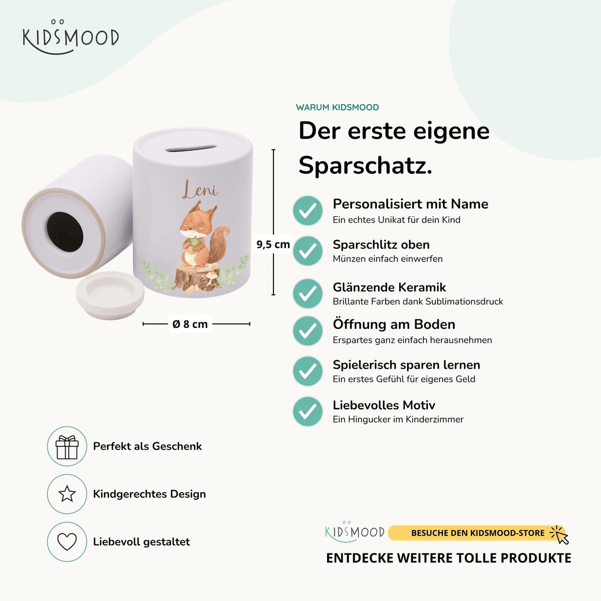 Spardose Kinder aus Keramik - Fuchs