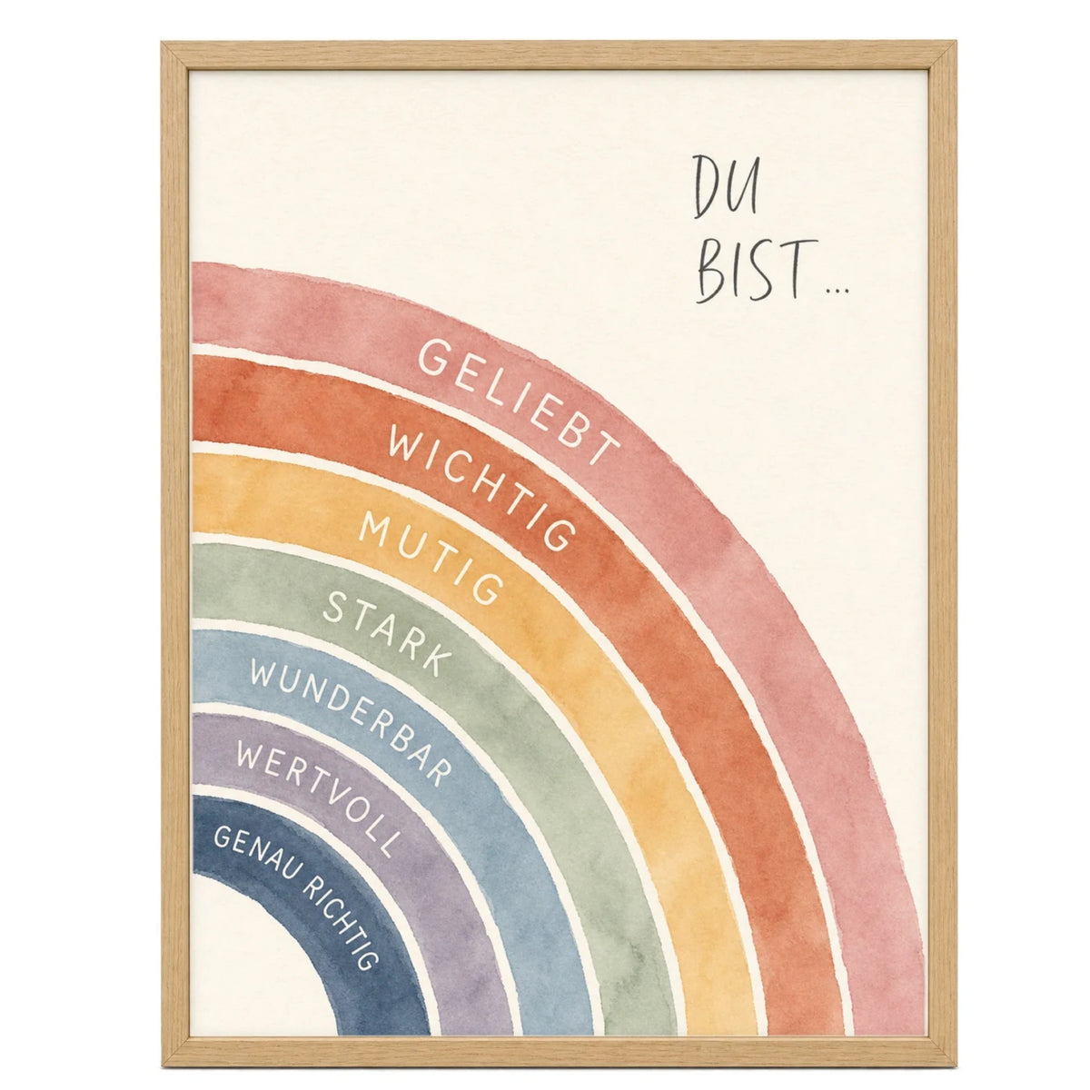 Affirmationsposter „Regenbogen Du bist“ fürs Kinderzimmer – Kinderposter mit positiven Botschaften, 30 × 40 cm