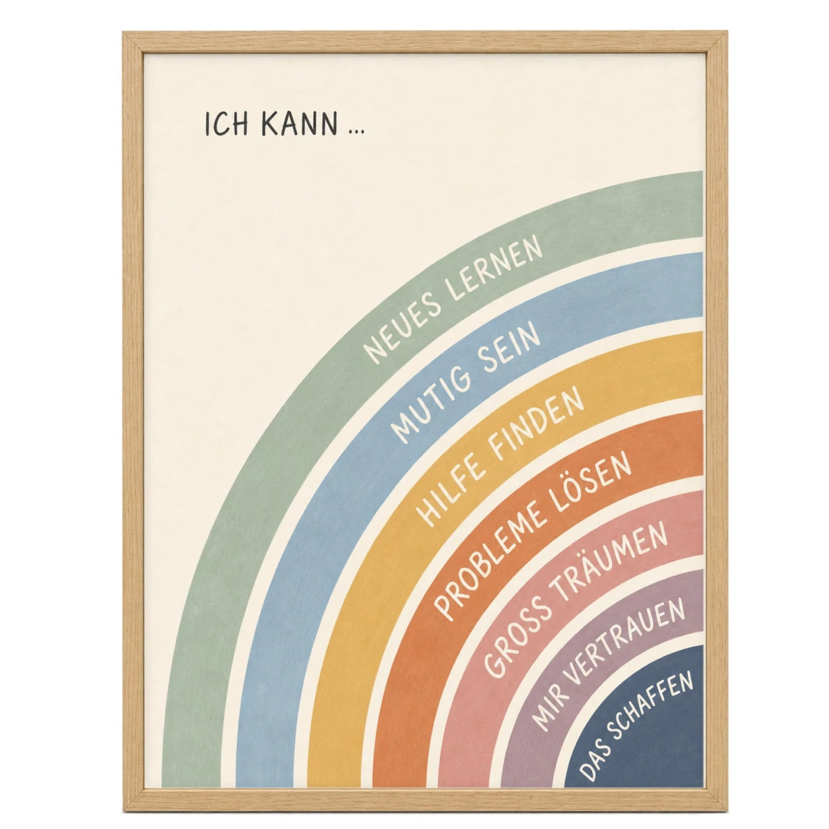 Affirmationsposter „Regenbogen Ich kann viel“ fürs Kinderzimmer – Kinderposter mit positiven Botschaften, 30 × 40 cm