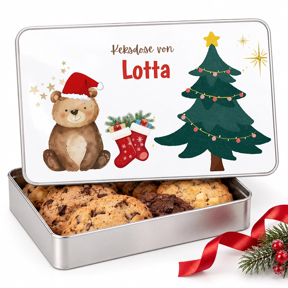 Keksdose aus Metall personalisiert - Weihnachtsbär