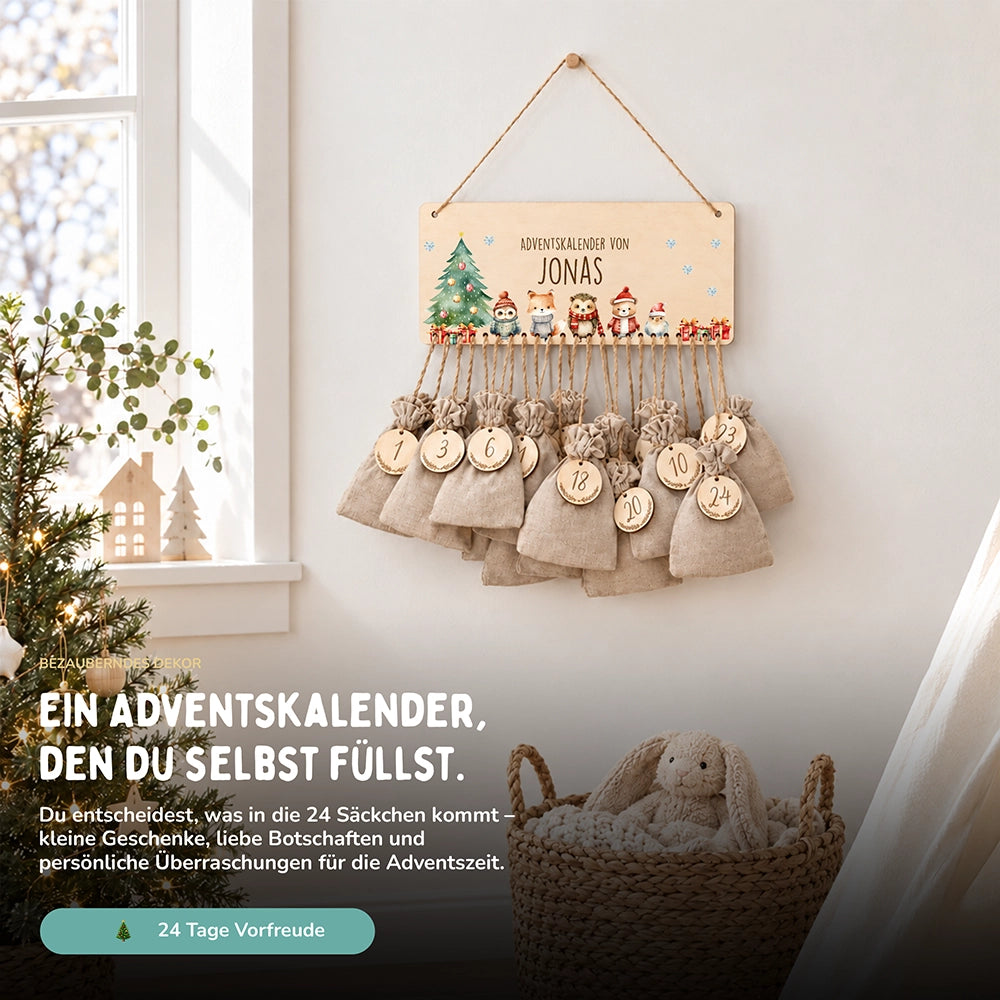 Personalisierbarer Adventskalender farbig - Weihnachtsglück
